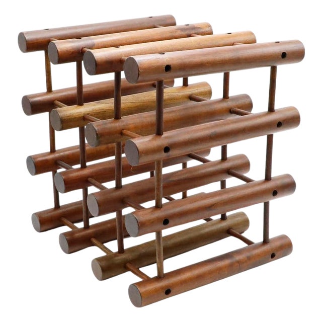 Mid-20th Century Wood Nine Wine Bottle Rack For Sale