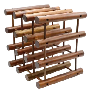 Mid-20th Century Wood Nine Wine Bottle Rack