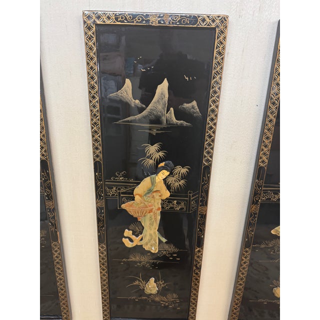 Mid Century Japanese Four Season Soapstone Panels Inset in Frame For Sale In San Francisco - Image 6 of 12