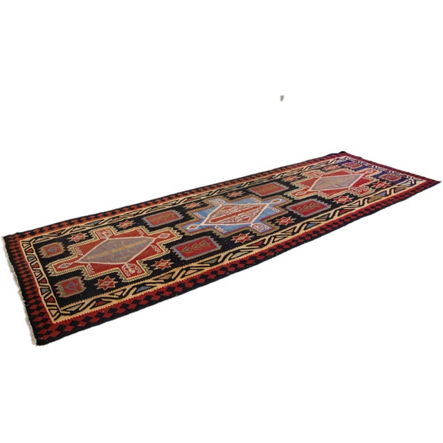 1960s Vintage Turkish Kilim Multicolor Handmade Tribal Wool Runner For Sale - Image 9 of 10