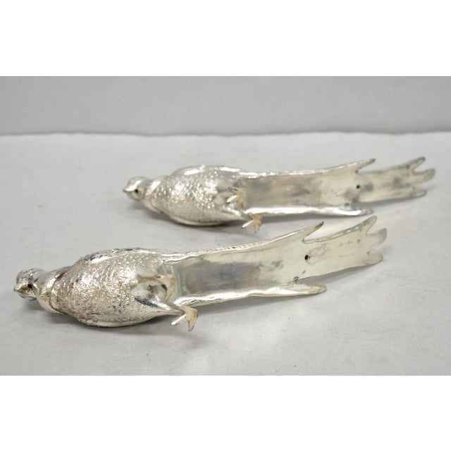 Vintage Mid Century Modern Silver Plated Pheasant Peacock Bird Figurines - Pair For Sale - Image 14 of 17