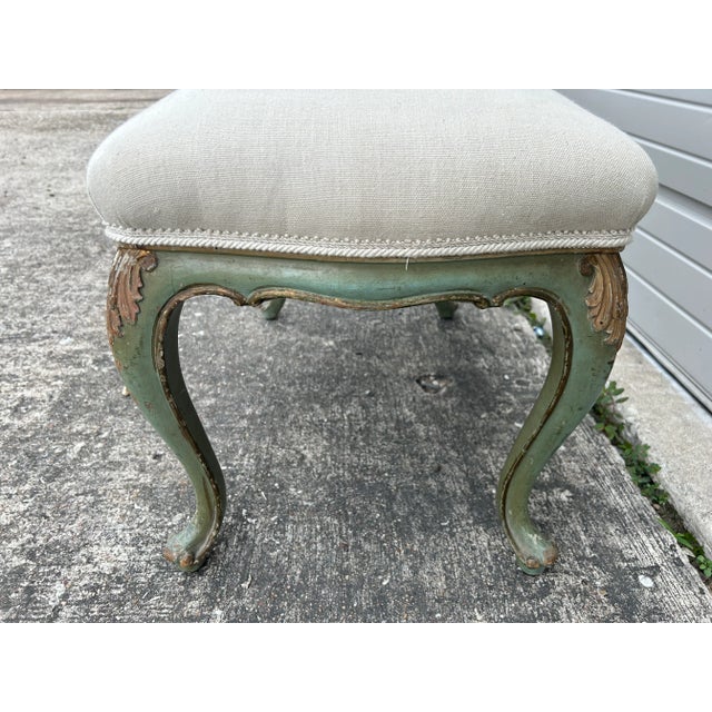 Italian Louis XV Style Painted and Gilt Bench For Sale - Image 9 of 10