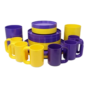 Purple and Yellow Dinnerware by Vignelli for Heller - Service for 6