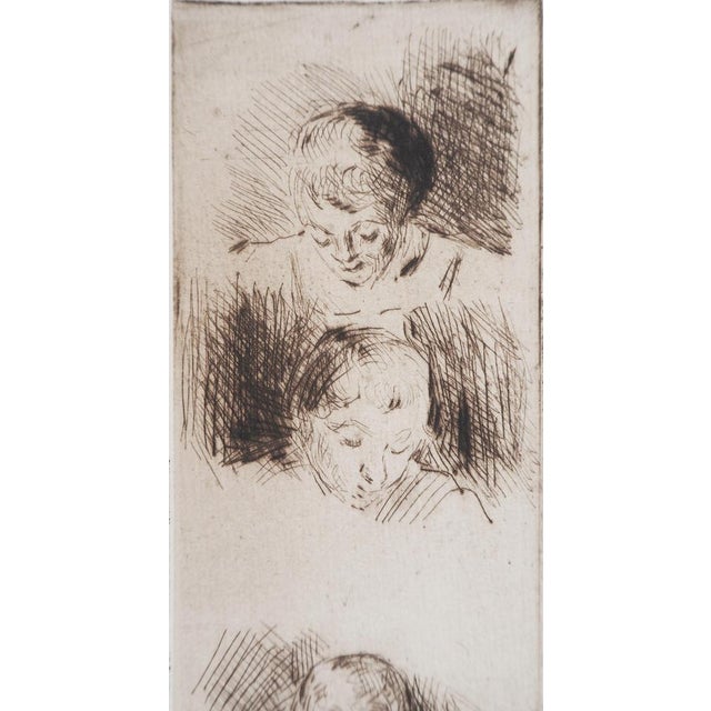 Maximilien Luce, La Fratrie (Study of Four Children), 1890, Original Signed Etching For Sale - Image 4 of 6