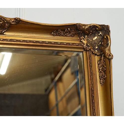 Large French Style Golden Ornate Wall Regal Mirror For Sale - Image 5 of 14