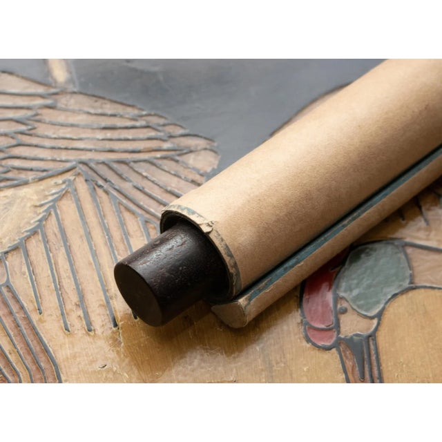 Late Meiji to Early Showa Era Japanese Monochrome Watercolor Scroll Painting, "Red-Crowned Crane and the Plum Tree" For Sale - Image 11 of 12