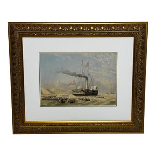 Hmy Victoria & Albert Off Osborne House Royal Steam Ship Yacht in the Solent, 19th-Century Nautical Painting in the Manner of Nicholas Condy For Sale