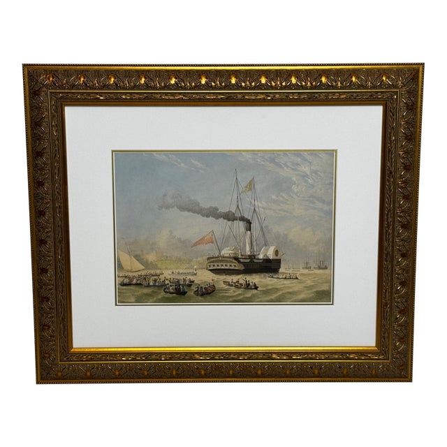 Hmy Victoria & Albert Off Osborne House Royal Steam Ship Yacht in the Solent, 19th-Century Nautical Painting in the Manner of Nicholas Condy For Sale