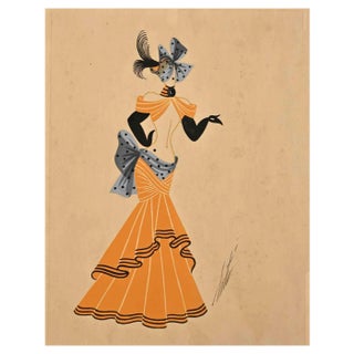 Erté, Costume Design, Gouache, 1970 For Sale