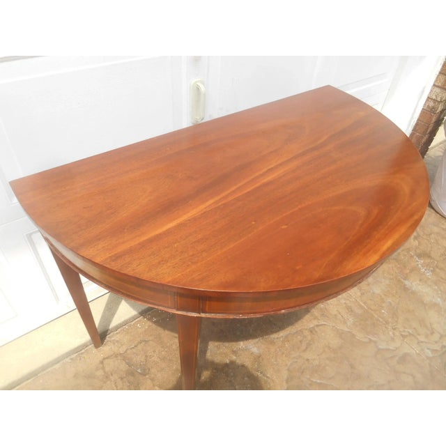 Mid 20th Century Vintage Baker Furniture Demi-Lune Console / Foyer Table For Sale - Image 5 of 9