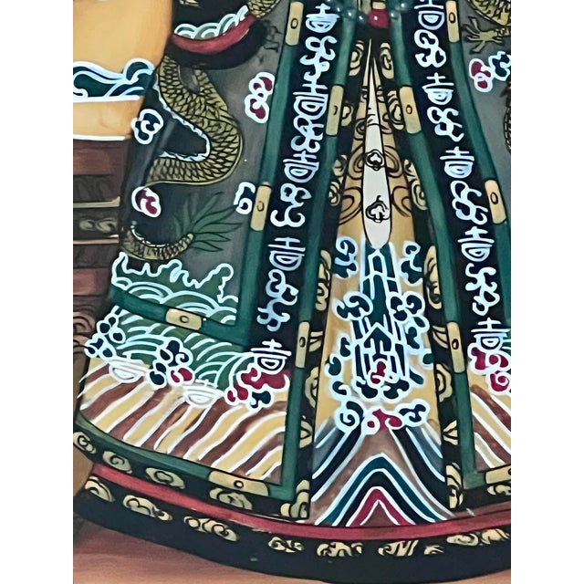 Reverse Painted Chinese Qianlong Emperor & Empress (Nobles) Rosewood Framed Ancestor Paintings - A Pair For Sale In Tampa - Image 6 of 13