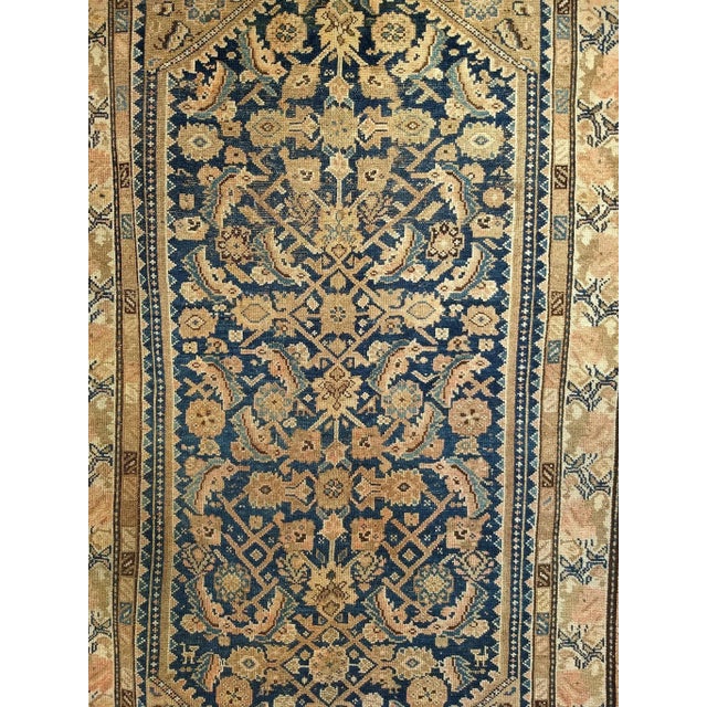 French Country Antique Persian Malayer Area Rug, Allover Herati Geometric Design, Navy & Ivory, 4’ X 7’ For Sale - Image 3 of 9