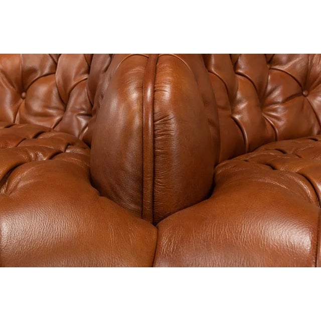 Traditional Curved Leather Lobby Sofa For Sale In Washington DC - Image 6 of 11