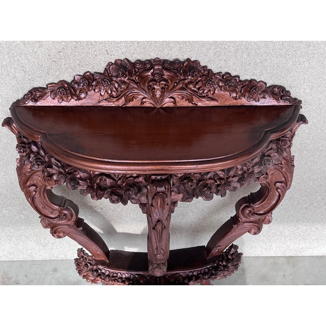 Baroque 19th Century French Regency Wall Carved Walnut Console Table, 1900s For Sale - Image 3 of 6