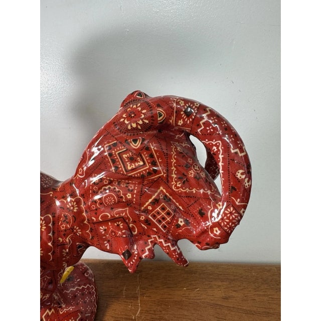 Large Porcelain Rooster Figurine Red Paisley Bandana Farmhouse Country Decor For Sale - Image 13 of 14