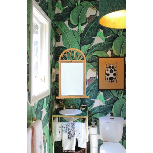 Mid 20th Century Vintage Bentwood Rattan Arched Wall Mirror For Sale - Image 5 of 12