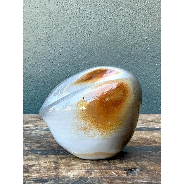 White Vintage Biomorphic Studio Pottery Vase For Sale - Image 8 of 12