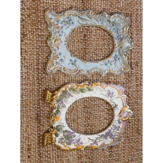 19c Hand Painted Porcelain Frames, Set of 2 For Sale - Image 11 of 11