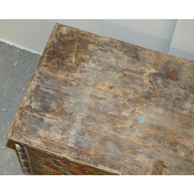 Wood Romanian Blanket Chest with Church Painting, 1880s For Sale - Image 7 of 18