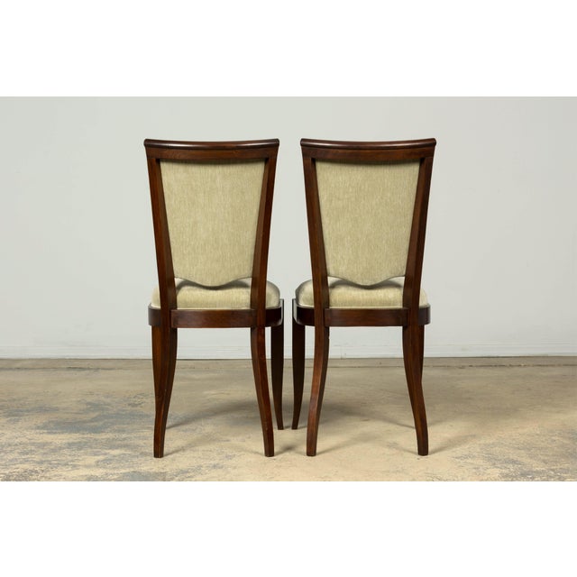 Set of 8 French Art Deco Walnut Dining Chairs in Sprout Green, 1930s For Sale - Image 18 of 18