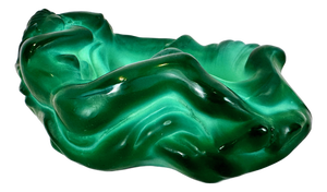 Art Nouveau Style Malachite Glass Bowl by Carlo Conte for František Halamas Železný Brod Workshops, 1940s