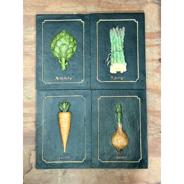 Vintage Vegetable Relief Wall Plaques - Set of 4 For Sale - Image 14 of 16