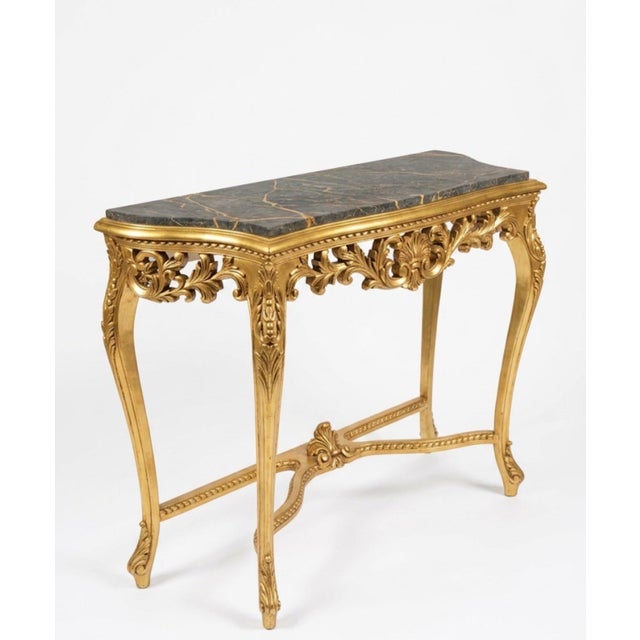 1960s Gold Leaf Console Table With Marble Top For Sale - Image 9 of 11