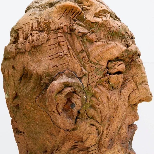 Expressionist Ceramic Head Sculpture in Refractory Stoneware, 2010s For Sale - Image 10 of 16