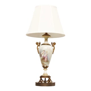 Antique 19th Century French Porcelain Urn Table Lamp For Sale