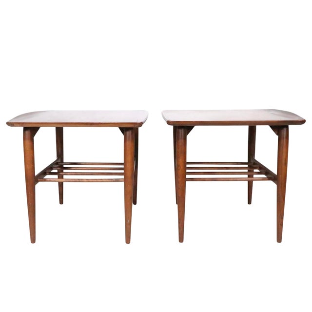 Wood Pr. Mid Century Surfboard Top Side Tables by Bassett C 1950/60's For Sale - Image 7 of 18