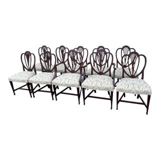 Antique Hepplewhite Period Mahogany Dining Chairs Set of 10 For Sale