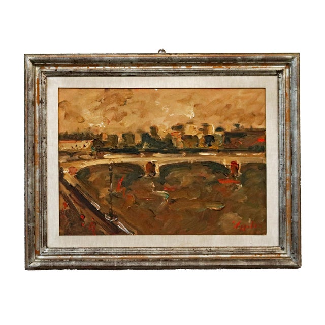 Emanuele Cappello, Bridge Over the Tiber, 1970s, Oil Painting on Canvas, Framed For Sale - Image 13 of 13