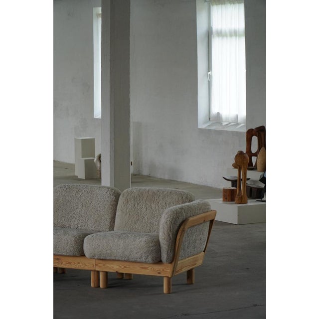 Danish Modern Three-Seater Sofa in Pine and Lambswool, 1980s For Sale - Image 18 of 18