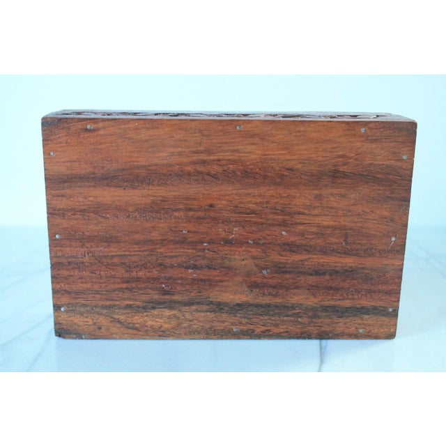 Vintage Anglo Indian Rectangular Carved Wood Trinket Box For Sale - Image 10 of 11