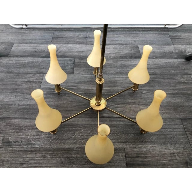 Vintage Chandelier in Brass and Chained Glass Lampshade, 1950s For Sale - Image 18 of 18