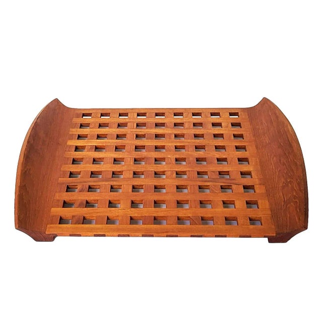 1960s Mid 20th Century Dansk Teak Wood Trellis Tray Designed by Jens Quistgaard For Sale - Image 5 of 12