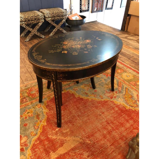 Traditional Hand Painted Oval Nesting Tables by Maitland Smith Set of
