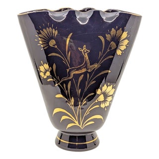 Vintage Italian Gold and Black Vase by Saca, 1940s For Sale