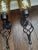 Vintage Metal and Amber Color Mosaic Glass Candle Wall Sconces- a Pair For Sale In Raleigh - Image 6 of 12