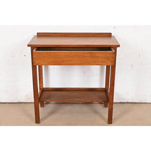 Early 20th Century L. & J. G. Stickley Antique Mission Oak Arts & Crafts Server or Writing Desk, Circa 1900 For Sale - Image 5 of 12