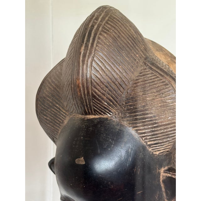20th Century Baule Portrait Mask in Lucite Museum Display For Sale In Palm Springs - Image 6 of 11