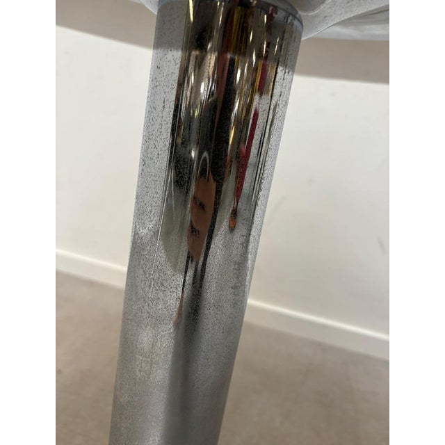 Vintage Round Chrome and Glass Table For Sale - Image 5 of 8