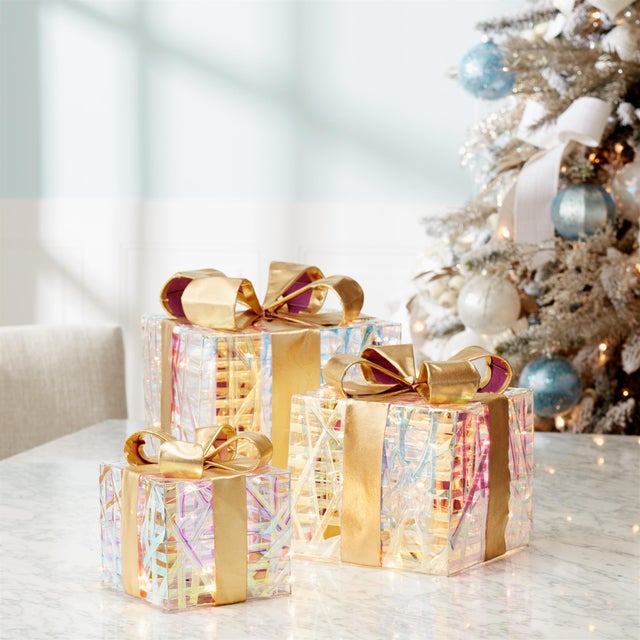 LED Woven Packages with Bow (Set of 3) For Sale In Chicago - Image 6 of 8