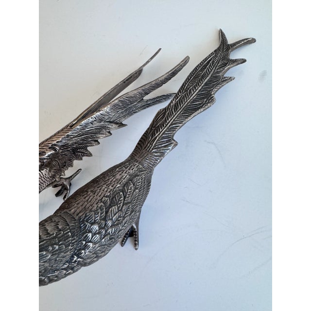 Silver Contemporary Silver Pheasant Figures, a Pair For Sale - Image 8 of 9