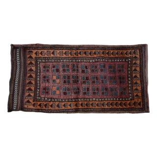 Afghan Chuval Hand-Knotted Sack Fabric Rug For Sale