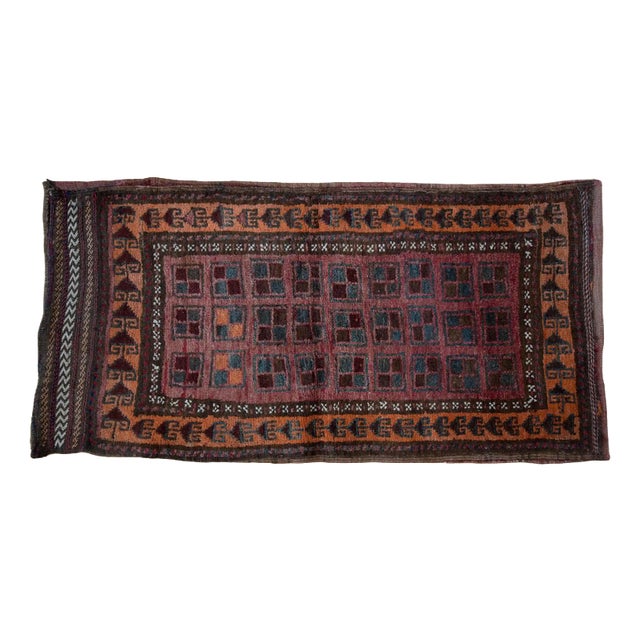 Afghan Chuval Hand-Knotted Sack Fabric Rug For Sale