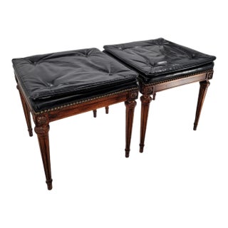 Mid-Century Hollywood Regency Maison Jansen Style Tufted Low Stools - A Pair For Sale