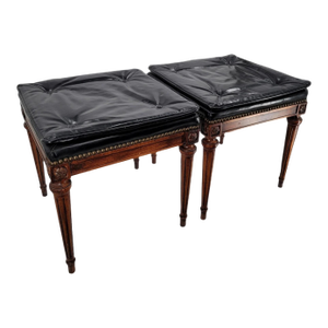 Mid-Century Hollywood Regency Maison Jansen Style Tufted Low Stools - A Pair