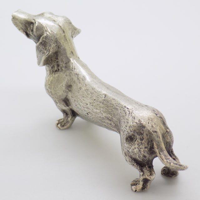 Silver Large Vintage Italian Handmade Silver Dachshund Dog Figurine, Tuscany, Italy, 1950s For Sale - Image 8 of 12