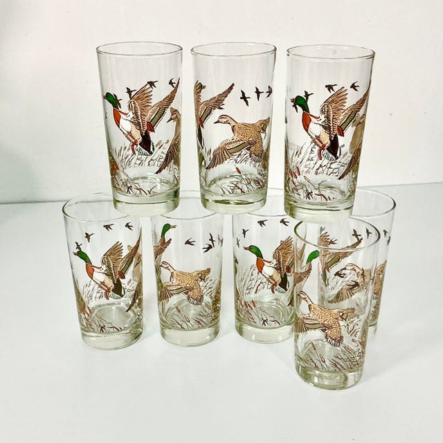 Mid 20th Century Rustic Americana Libbey Mallard Duck Tumblers - Set of 8, Thanksgiving. For Sale - Image 6 of 12